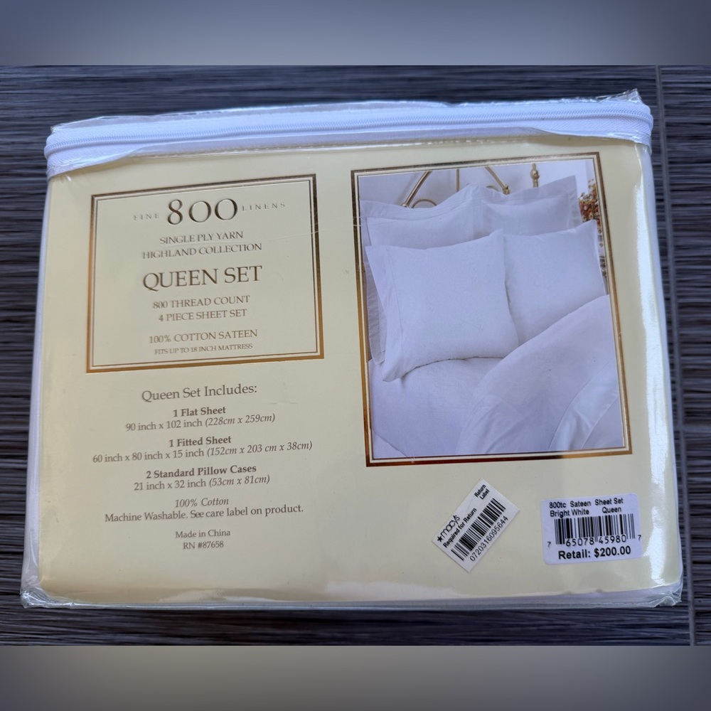 Macy's Bright White 800 Thread Count Queen Sheet Set